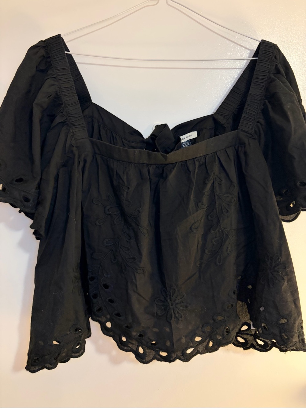 American Eagle Outfitters Black Back Eyelet Embroidered crop top